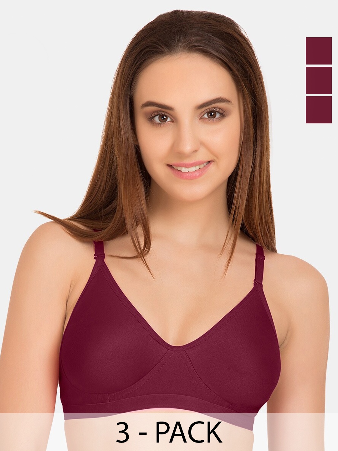 

Tweens Set Of 3 Full Coverage Lightly Padded Cotton Minimizer Bra With All Day Comfort, Magenta