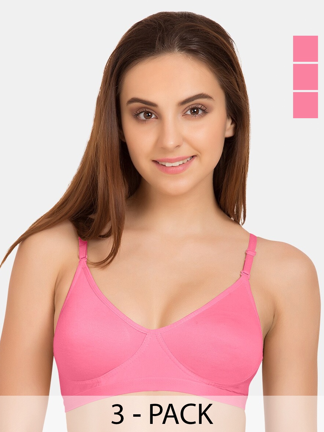 

Tweens Pack Of 3 Full Coverage All Day Comfort Cotton Bra, Pink