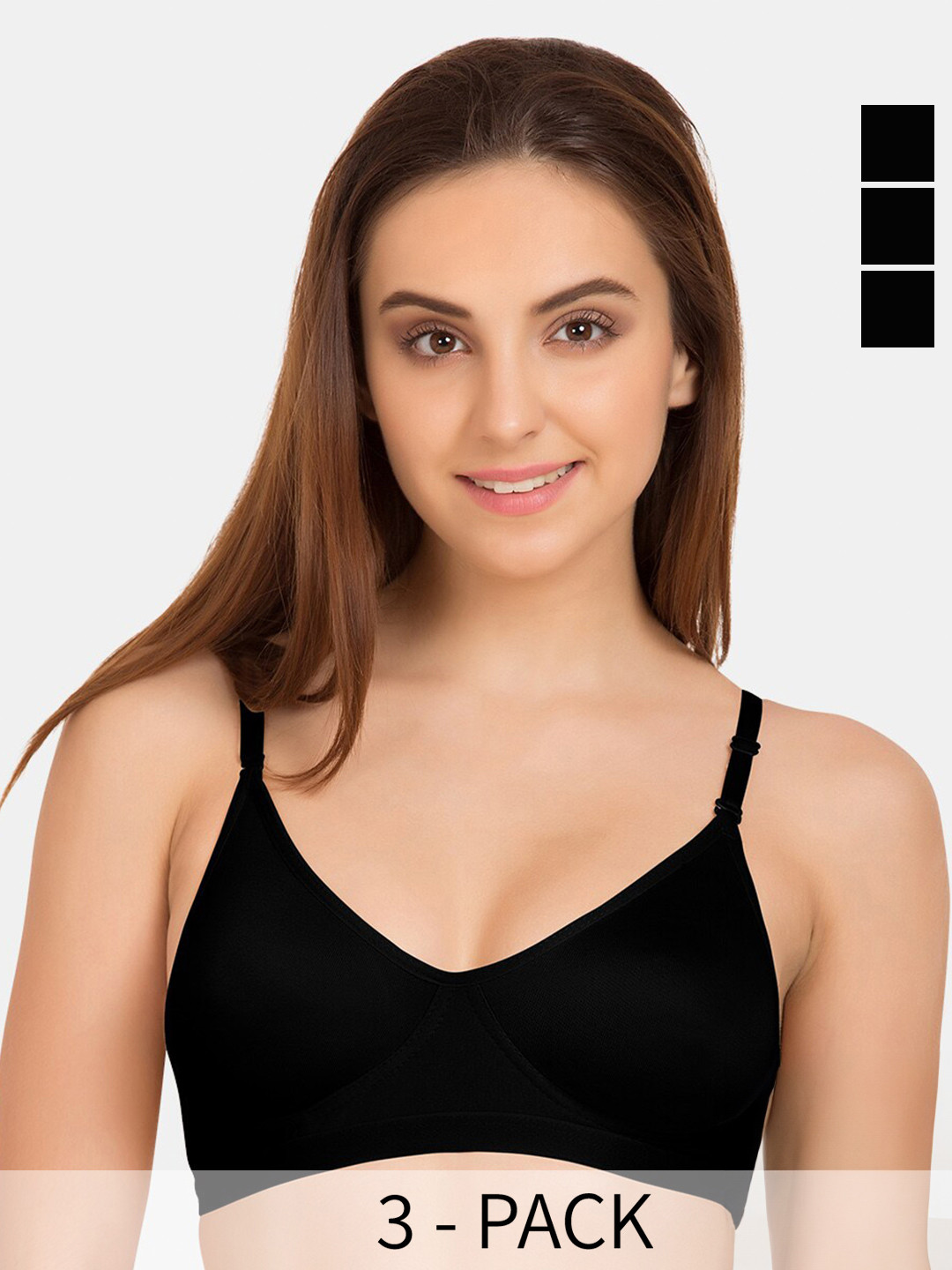 

Tweens Pack Of 3 Full Coverage All Day Comfort Cotton Bra, Black