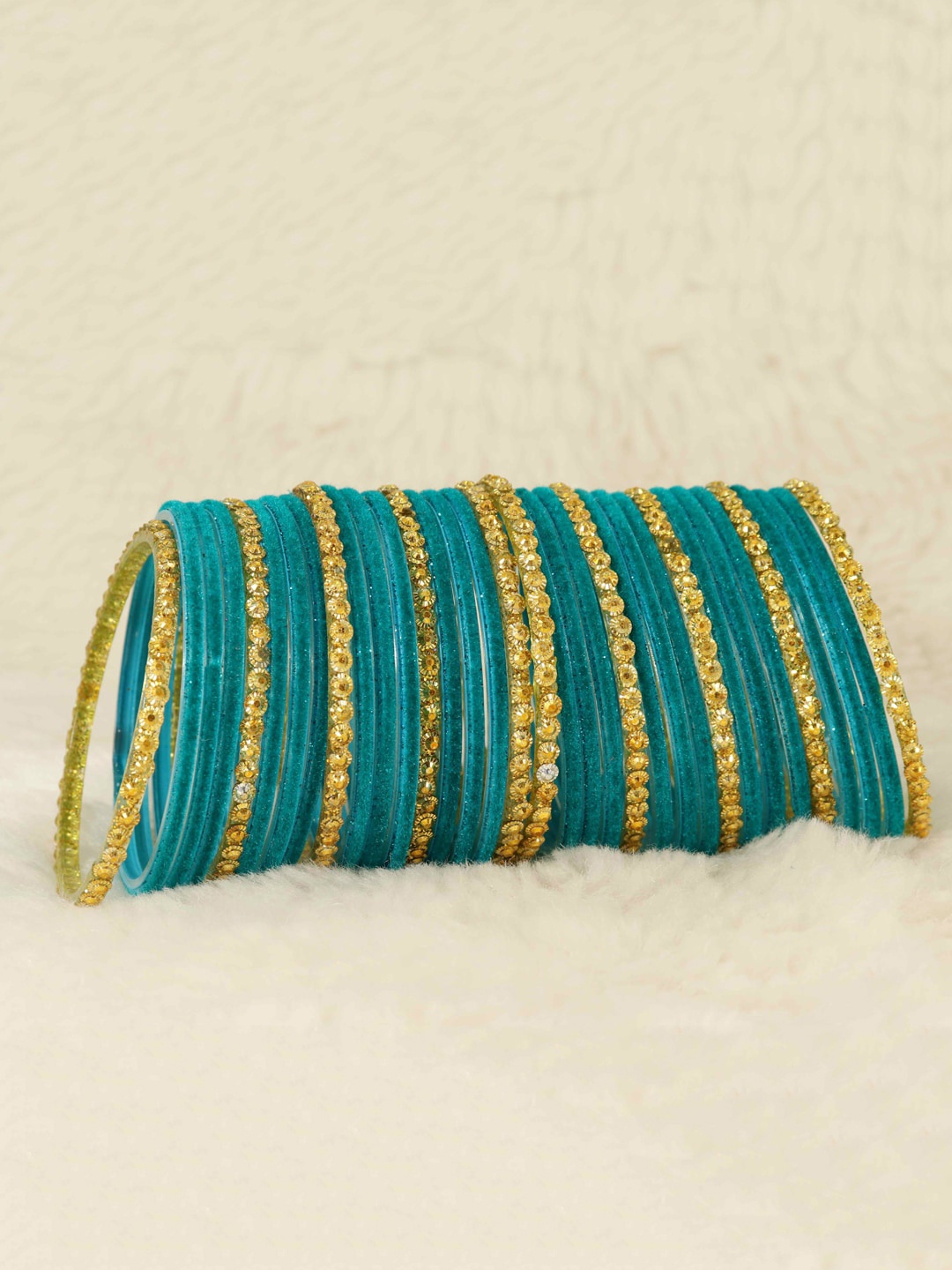 

NMII Set Of 34 Beaded Detail Bangles, Teal