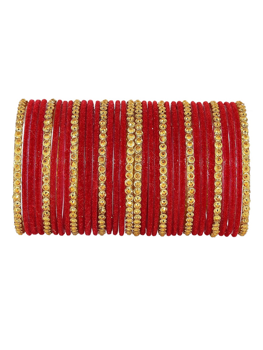 

NMII Set Of 34 Beaded Detail Bangles, Red