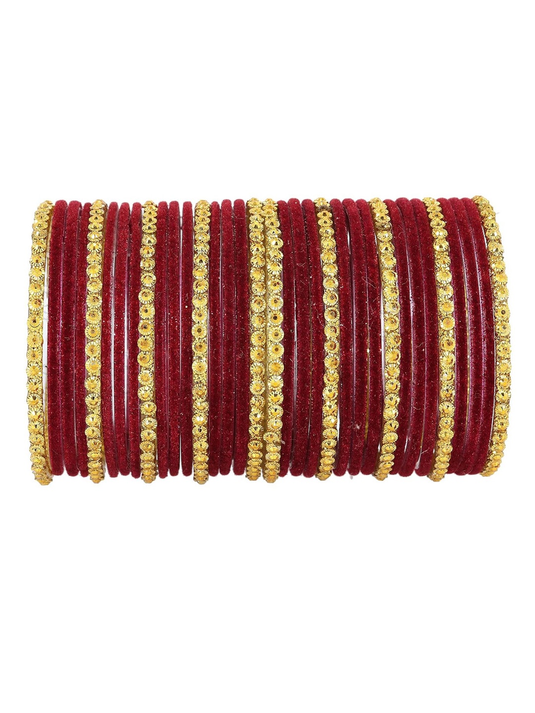 

NMII Set Of 34 Beaded Detail Bangles, Maroon