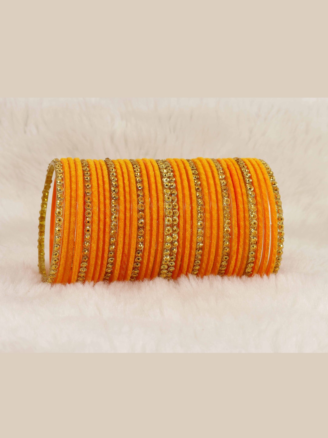 

NMII Set Of 34 Beaded Detail Bangles, Orange