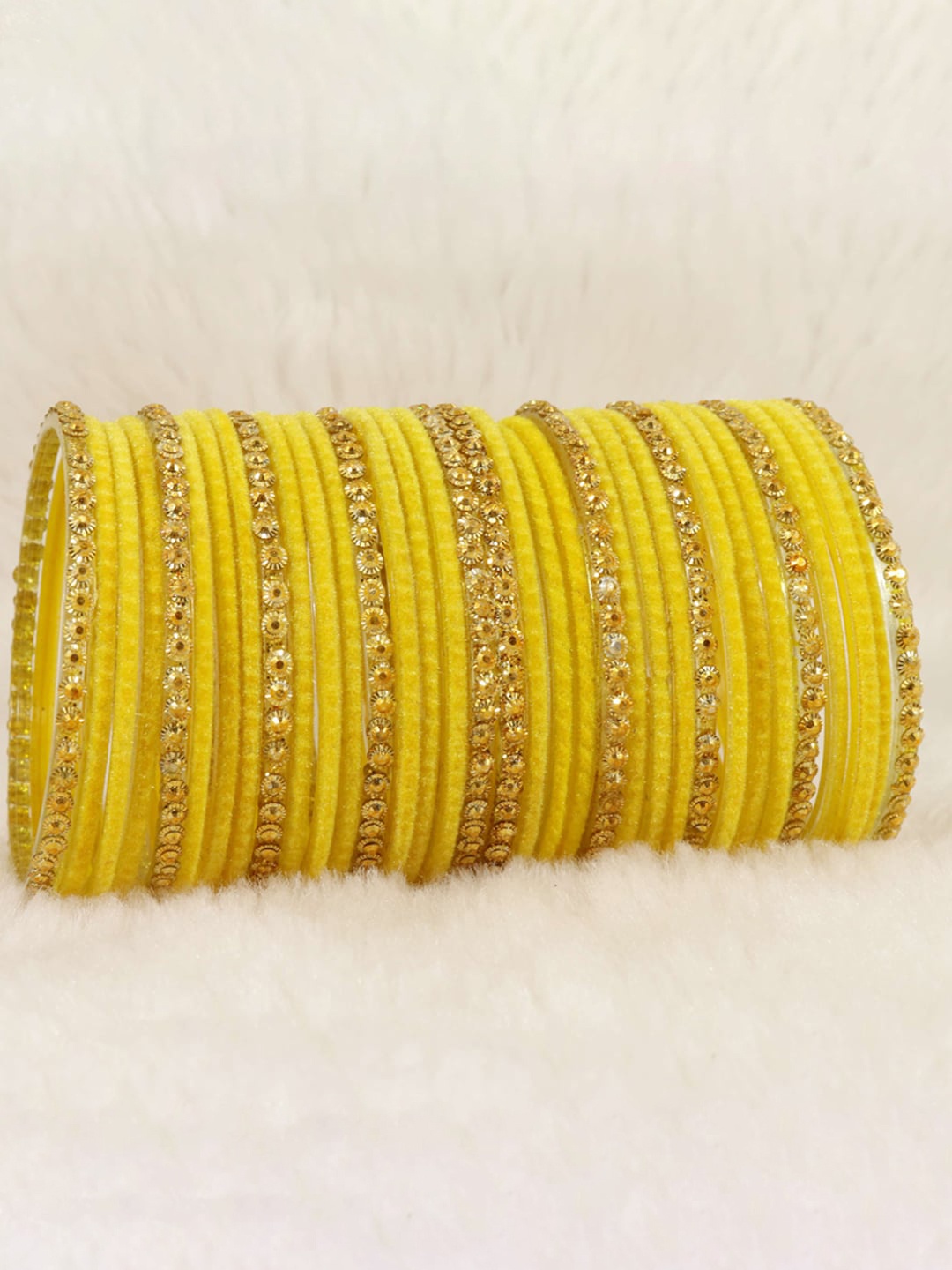 

NMII Set Of 34 Beaded Detail Bangles, Yellow