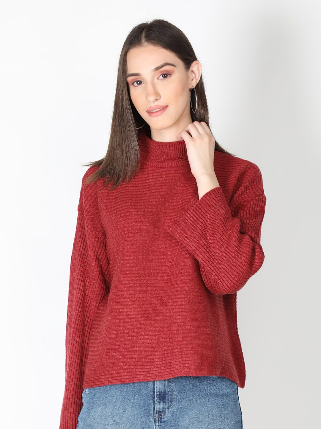 

Dlanxa Ribbed Turtle Neck Acrylic Pullover Sweater, Pink