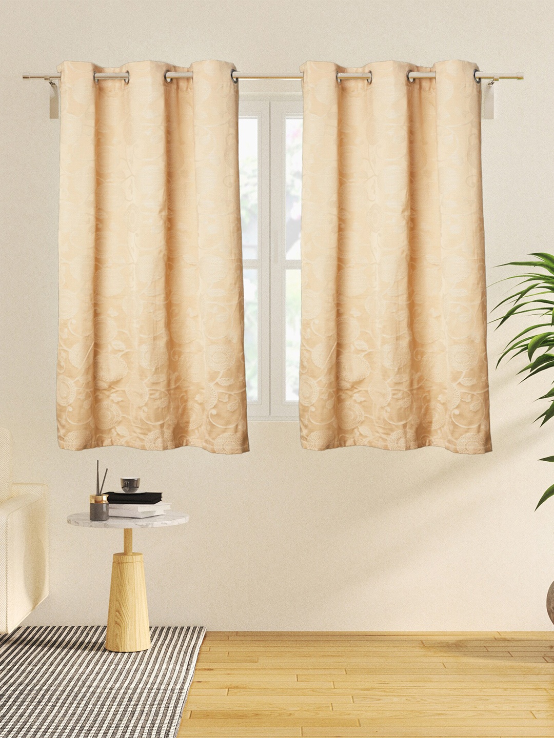 

Home Centre 2 Pcs Beige Ethnic Motifs Window Curtain