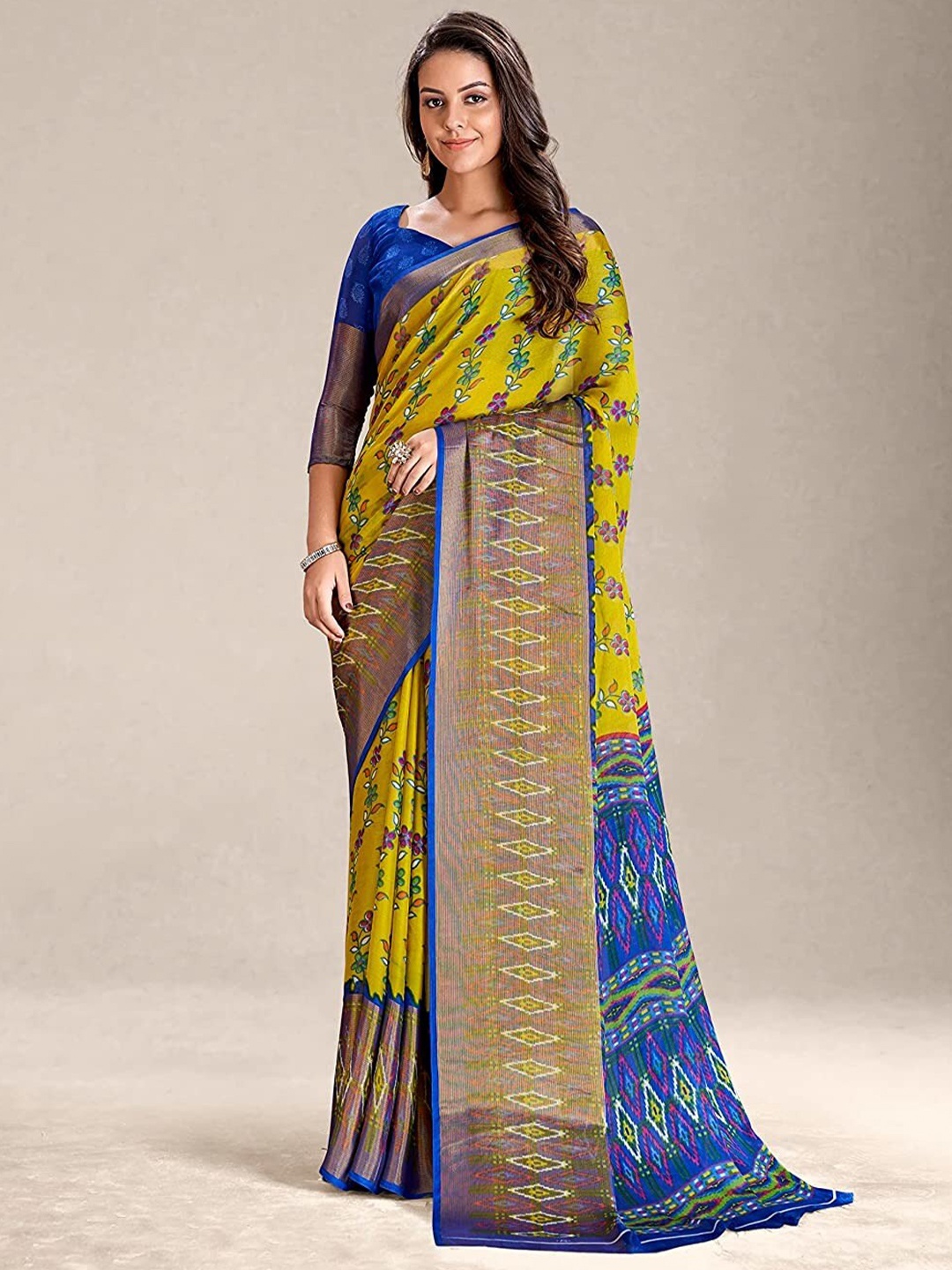 

KALINI Floral Printed Saree, Beige