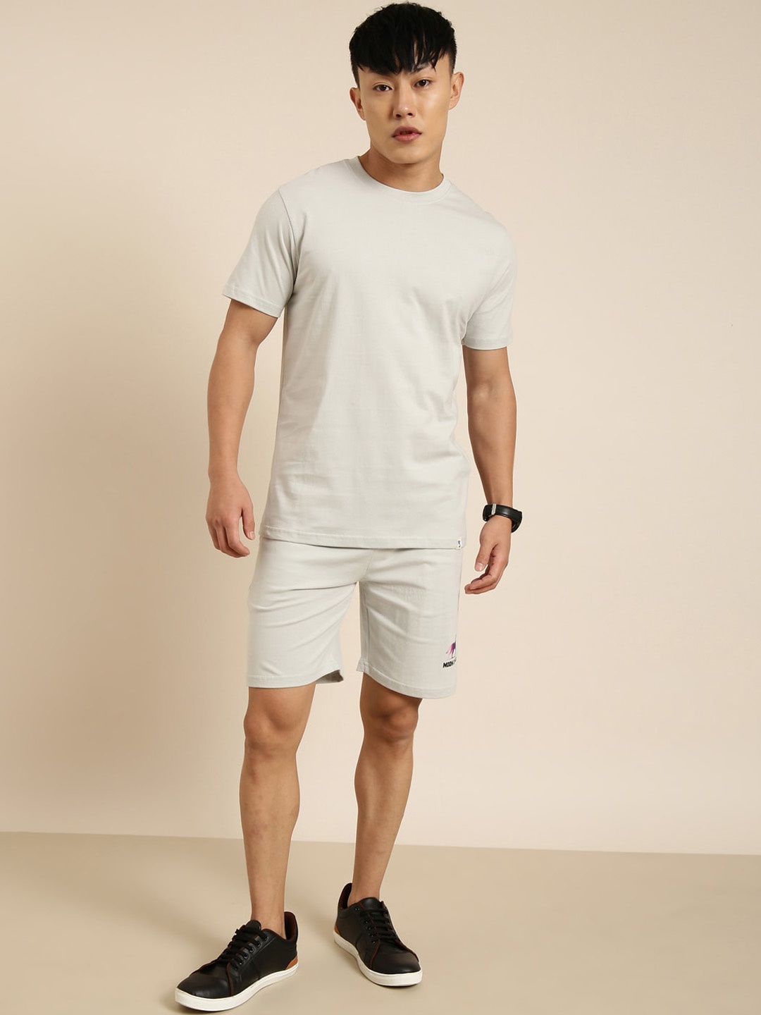 

Joven Graphic Printed Pure Cotton T-shirt With Shorts, Grey