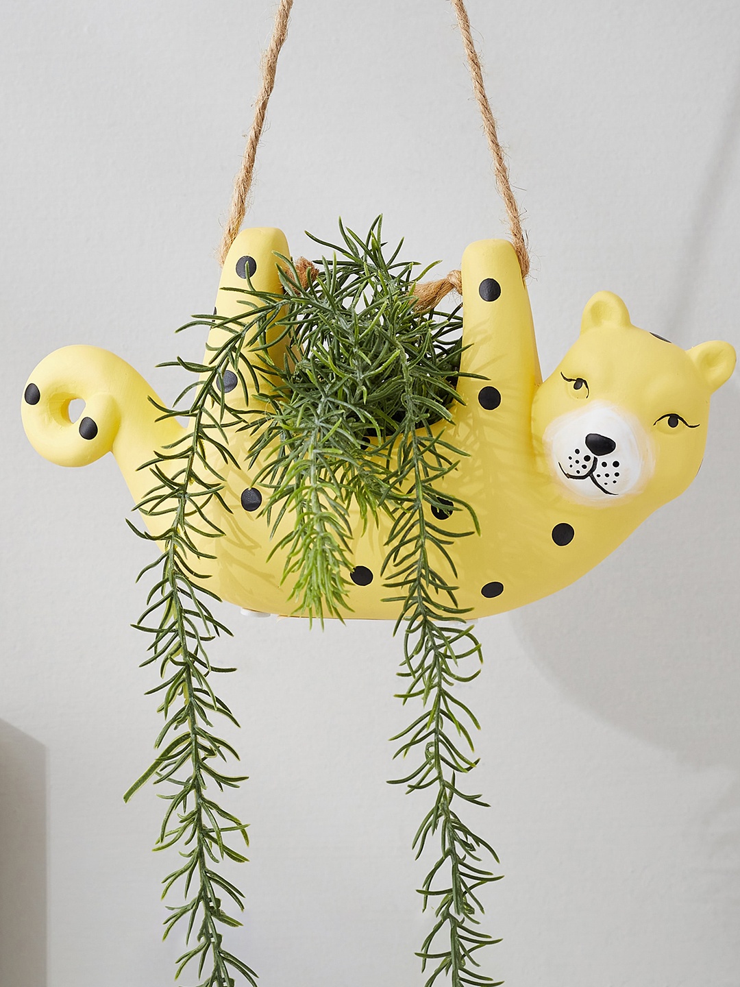 

Home Centre Corsica Yellow Ceramic Hanging Cat Planter