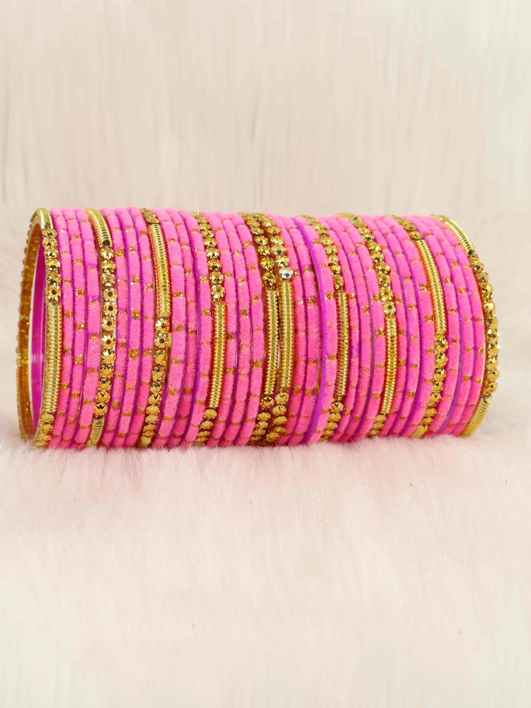 

NMII Set Of 34 Beaded Detail Bangles, Pink