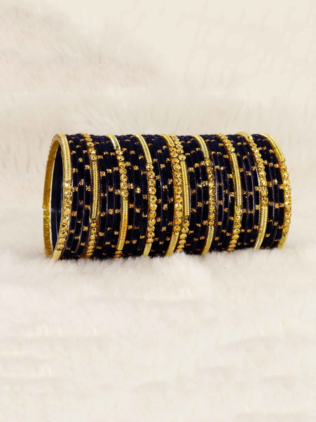 

NMII Set Of 34 Beaded Detail Bangles, Navy blue