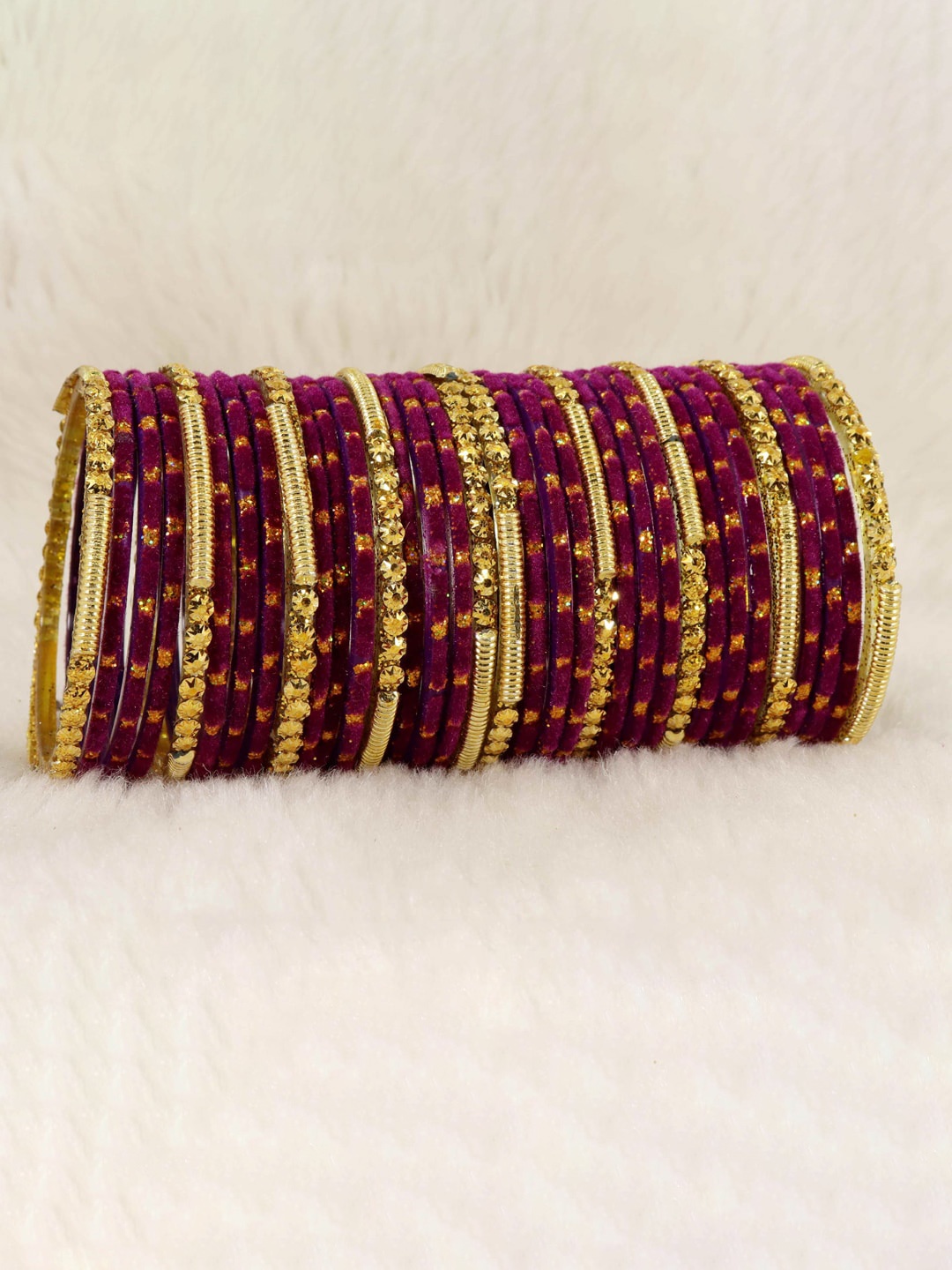 

NMII Set Of 34 Beaded Detail Bangles, Purple