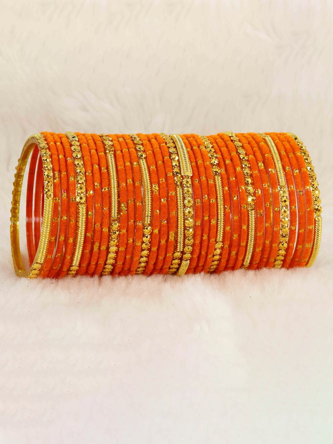 

NMII Set Of 34 Beaded Detail Bangles, Orange