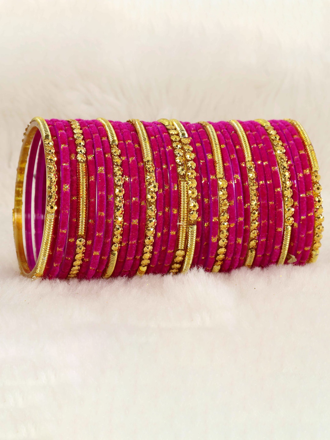 

NMII Set Of 34 Beaded Detail Bangles, Magenta