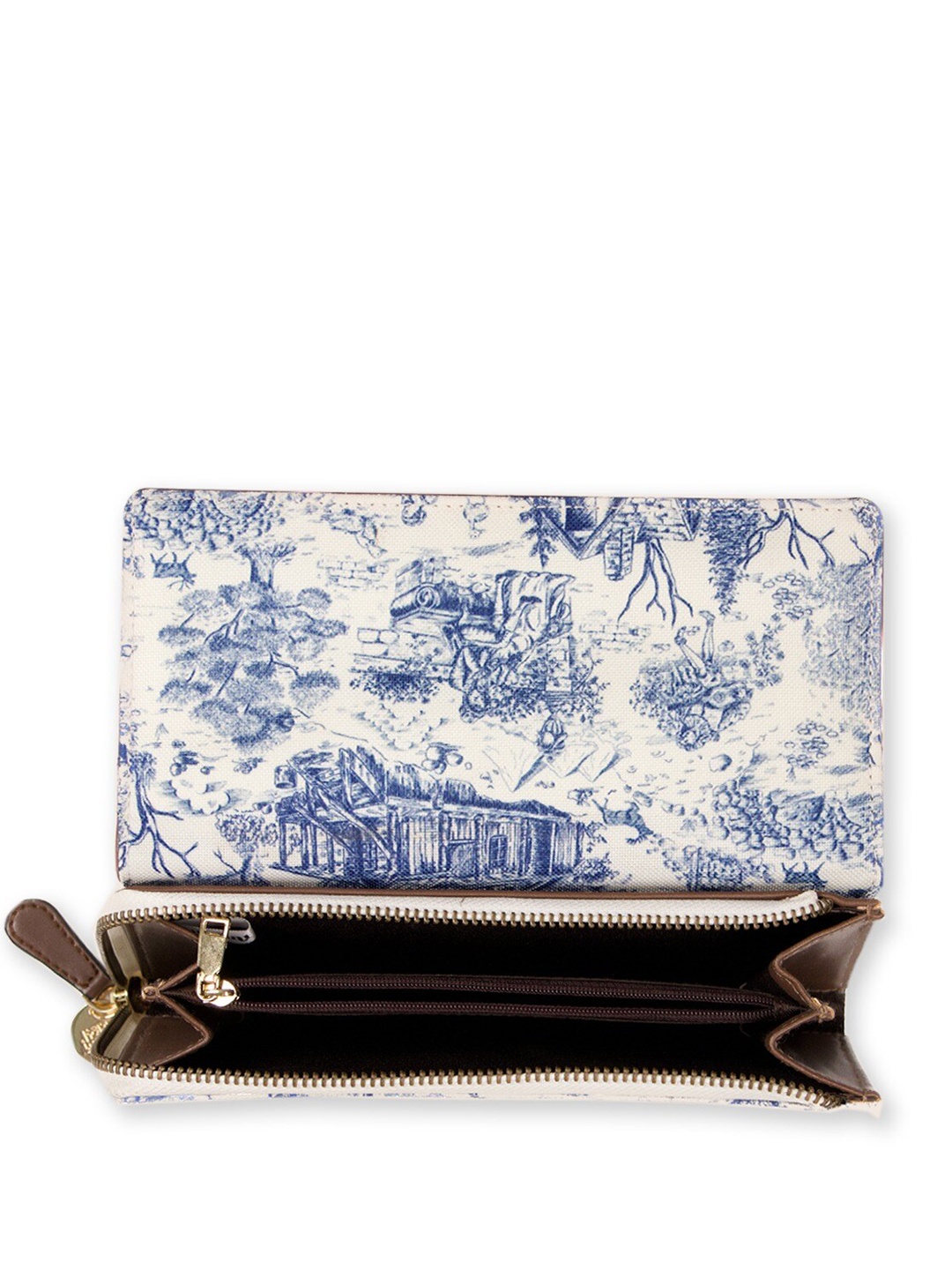 

happywagon Women Graphic Printed Canvas Zip Around Wallet, White