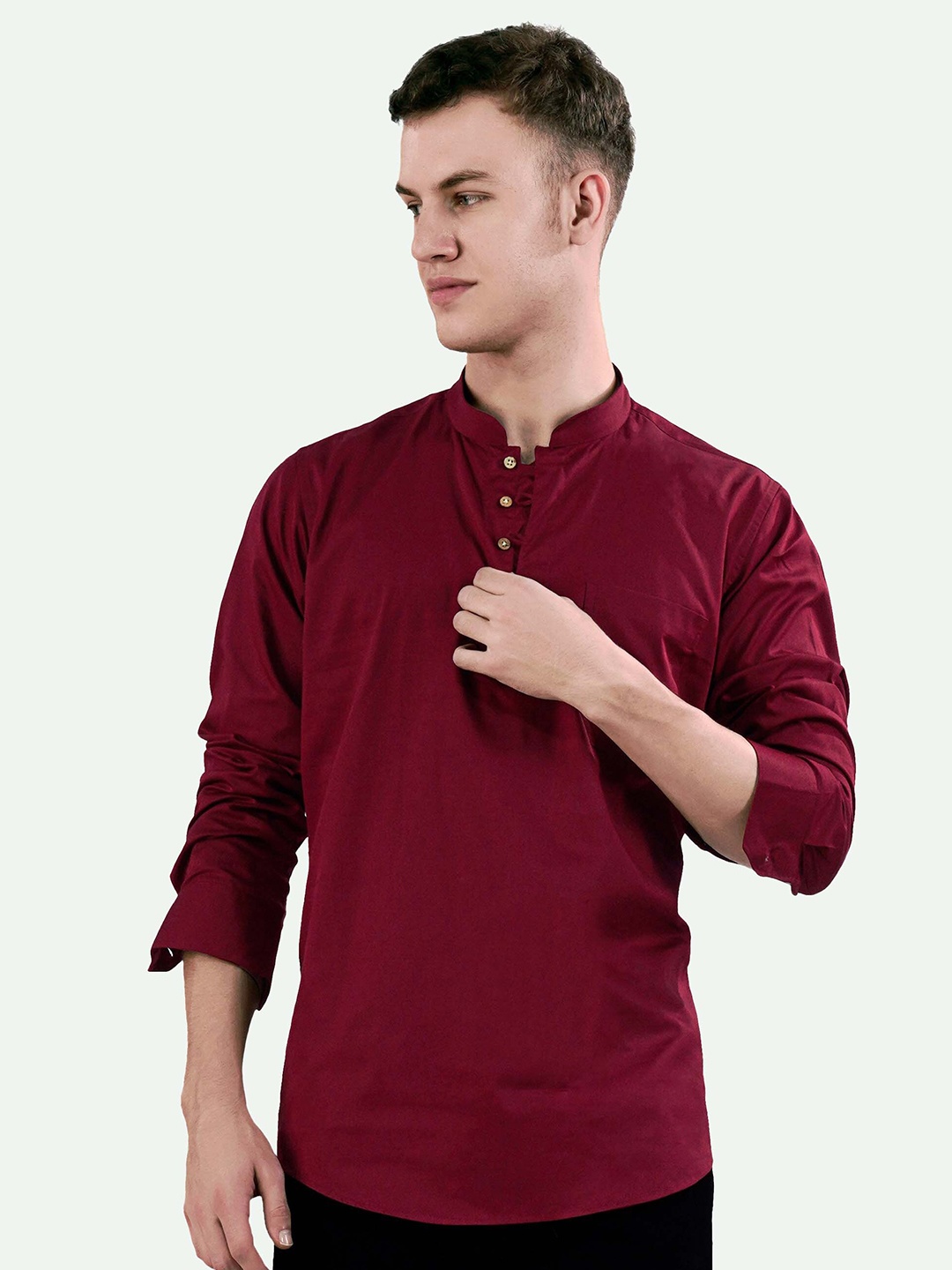 

FRENCH CROWN Standard Opaque Cotton Casual Shirt, Red