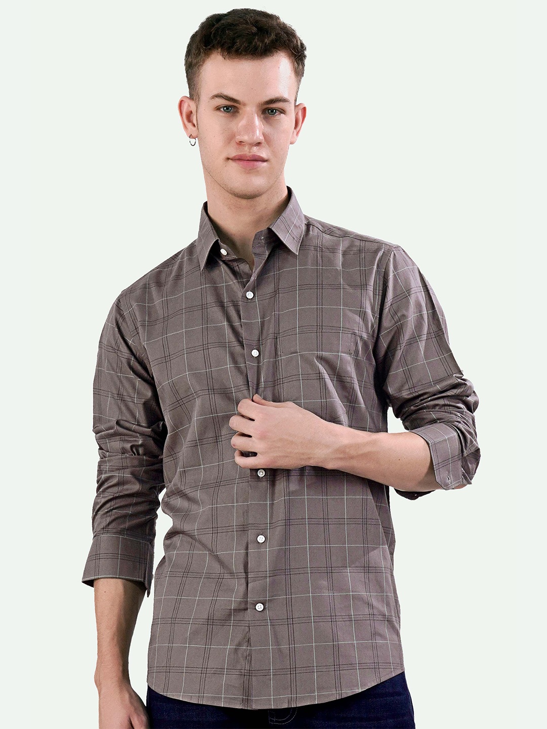 

FRENCH CROWN Standard Cotton Casual Shirt, Brown