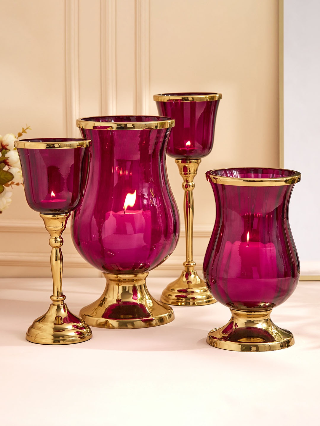 

Home Centre Purple Fiesta Glass Pedestal T-Light Candle Holder