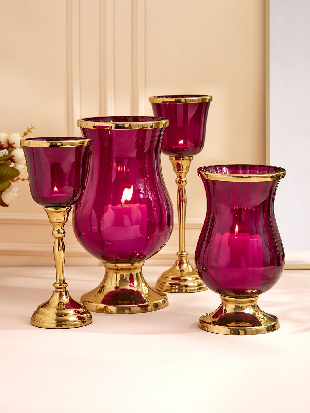 

Home Centre Purple Fiesta Glass Pedestal T-Light Candle Holder