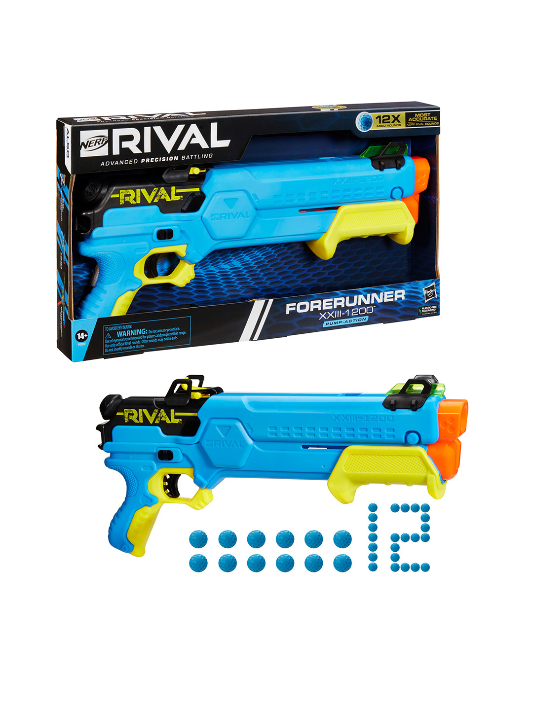 

NERF Rival Pilot XXIII-100 Blaster With 2 Rival Rounds For Age 14 & Above, Blue