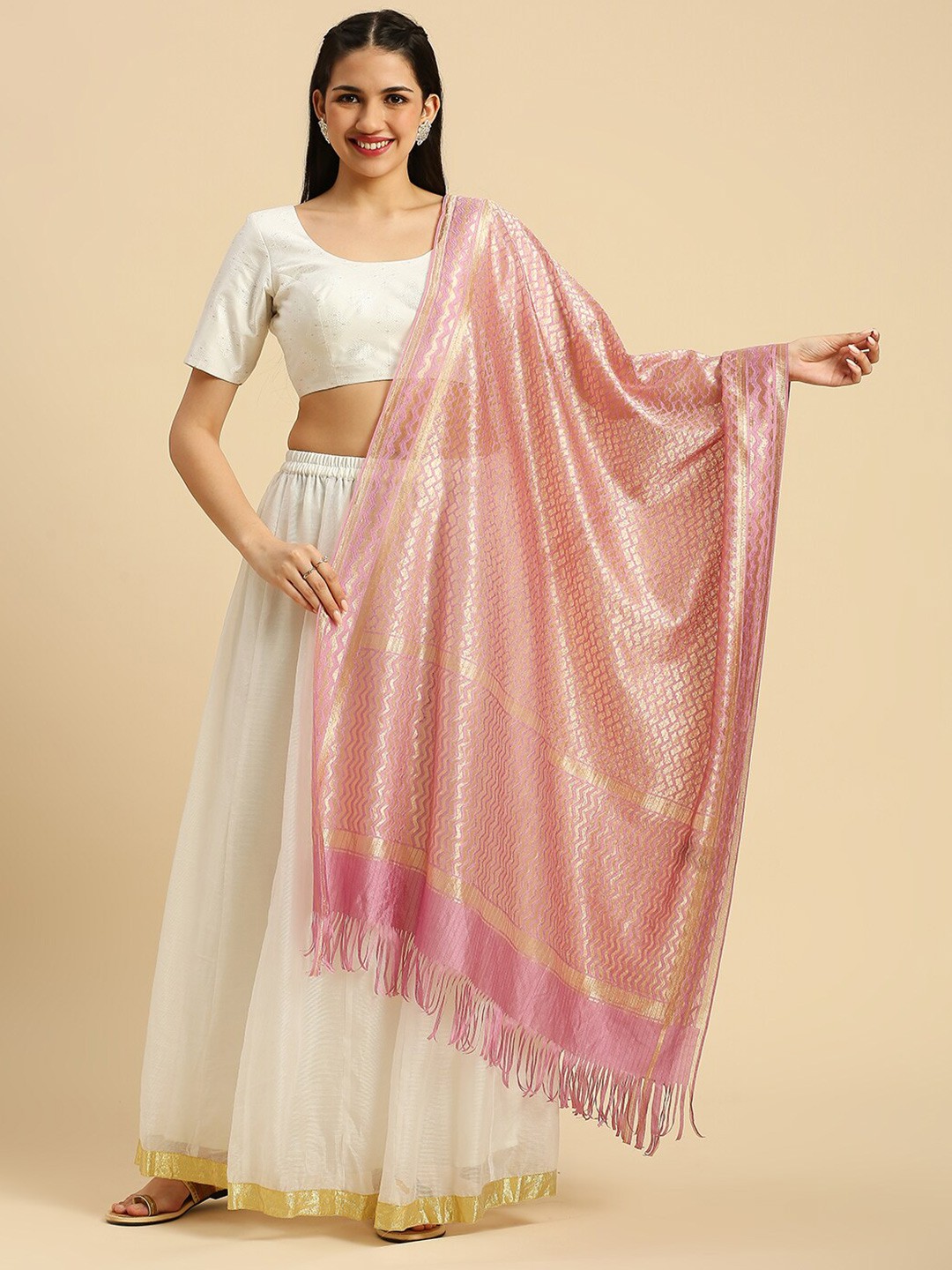 

Dupatta Bazaar Ethnic Motifs Woven Design Dupatta, Mauve