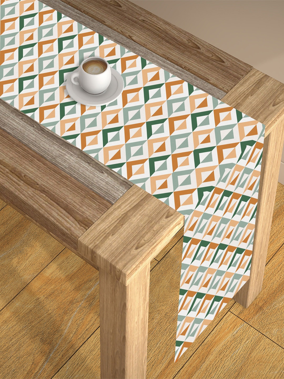 

AEROHAVEN Green & White Digital Printed 4-Seater Table Runner