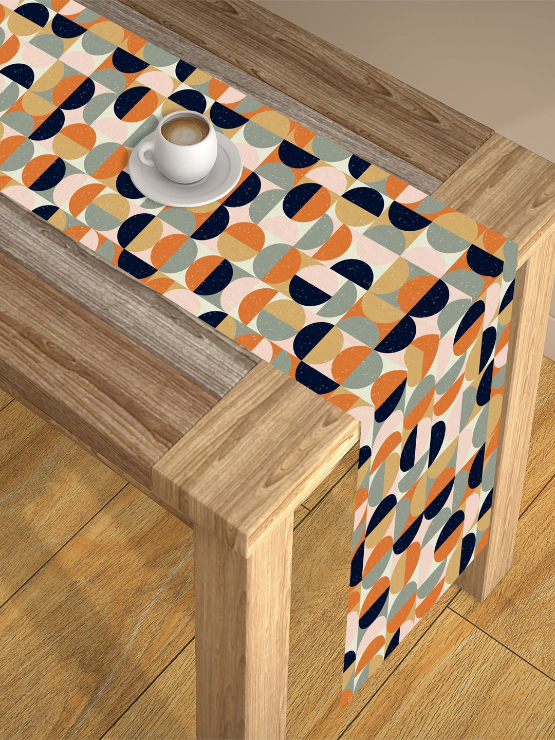 AEROHAVEN Black & Orange Digital Printed 4 Seater Table Runner