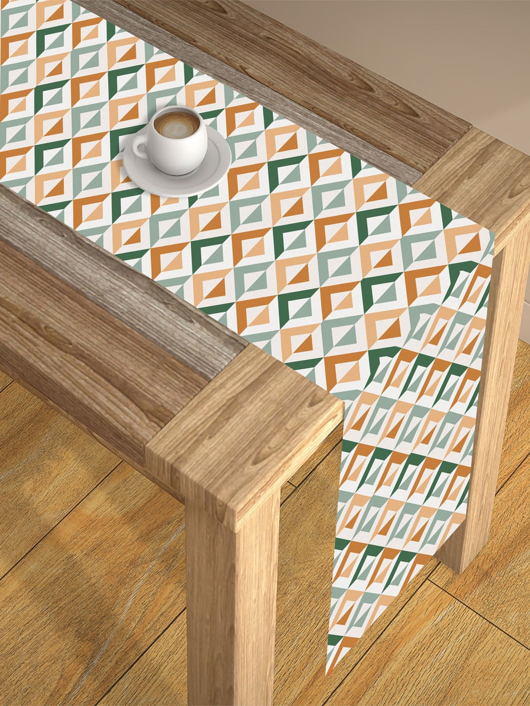 

AEROHAVEN Green & White Digital Printed 6 Seater Table Runner