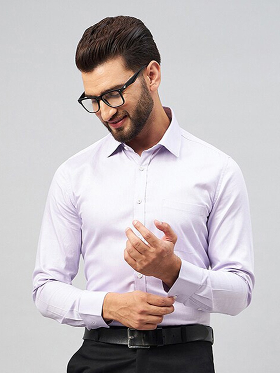 LOUIS STITCH Comfort Micro Checked Cotton Formal Shirt, Purple