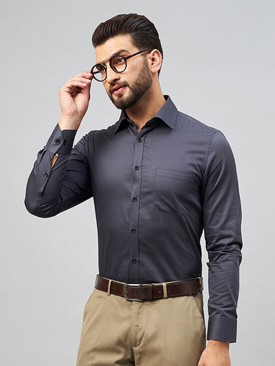 

LOUIS STITCH Comfort Spread Collar Formal Shirt, Grey