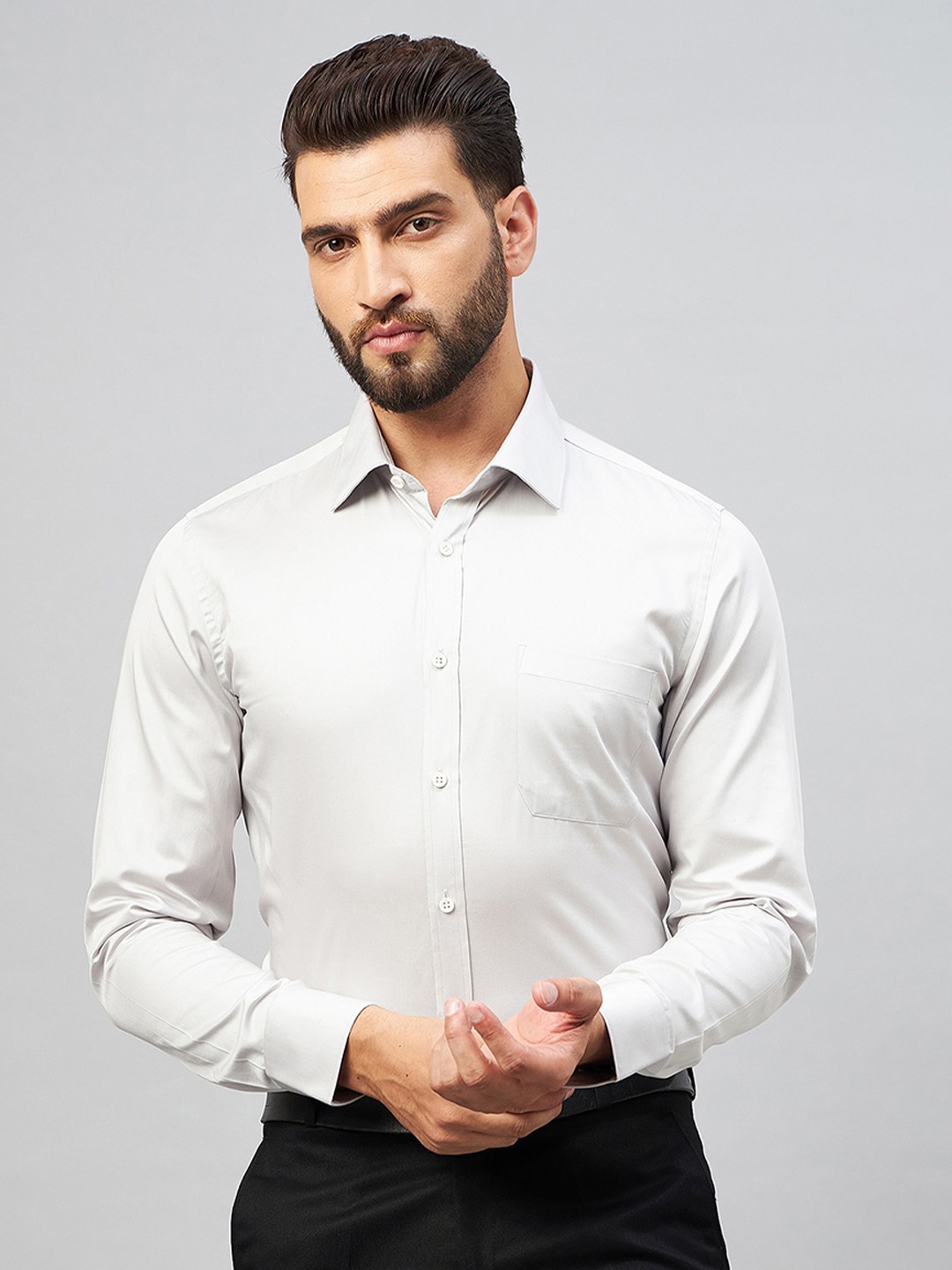 

LOUIS STITCH Comfort Opaque Cotton Formal Shirt, Grey