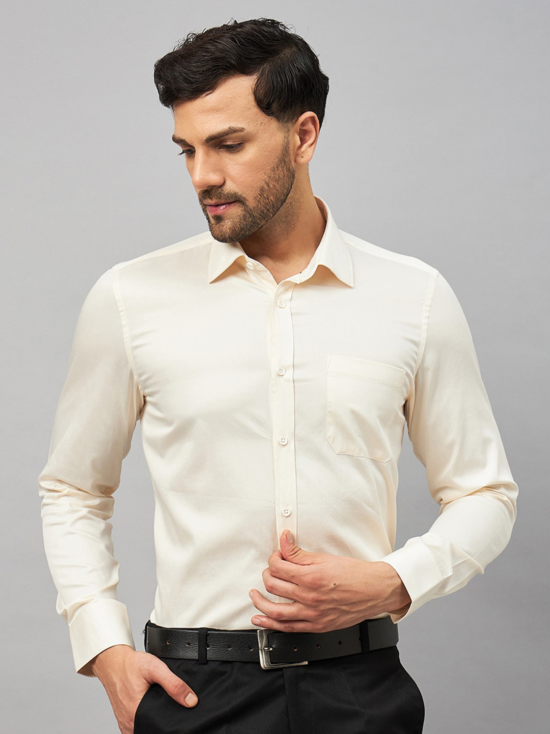 

LOUIS STITCH Comfort Opaque Cotton Formal Shirt, Beige