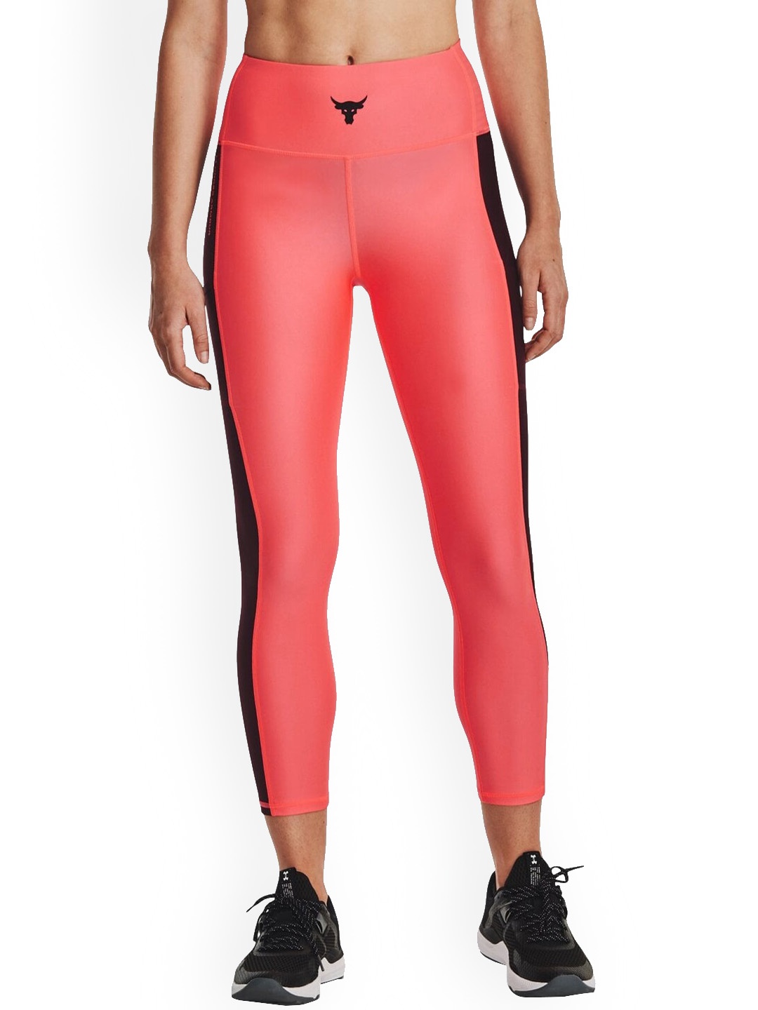 

UNDER ARMOUR Women Project Rock Striped Heatgear Ankle Length Tights, Coral