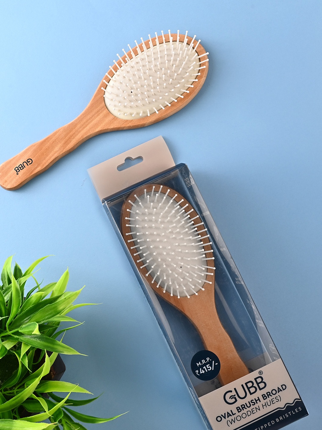 

GUBB Wooden Hues Oval Paddle Broad Hair Brush, Brown