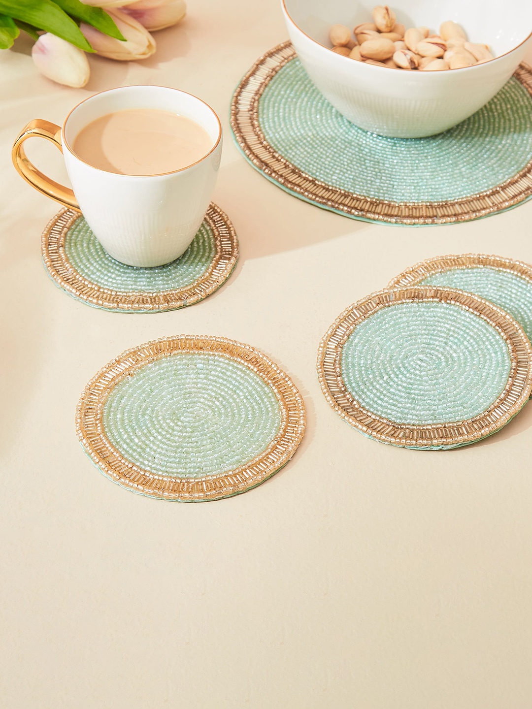 

Home Centre Hello Spring Blue 4 Pieces Glass Beaded Coasters