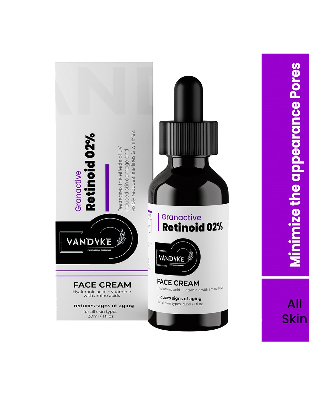 

VANDYKE Granactive Retinoid Face Serum with Hyaluronic Acid & Vitamin E - 30 ml, White