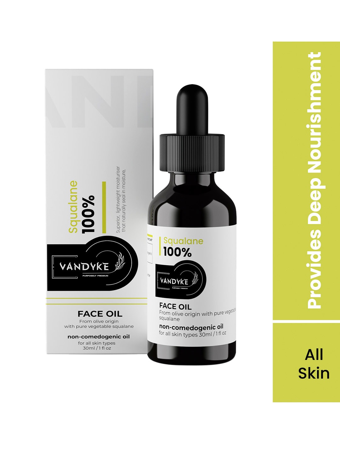 

VANDYKE 100% Squalane Non-Comedogenic Face Oil with Olive - 30 ml, White