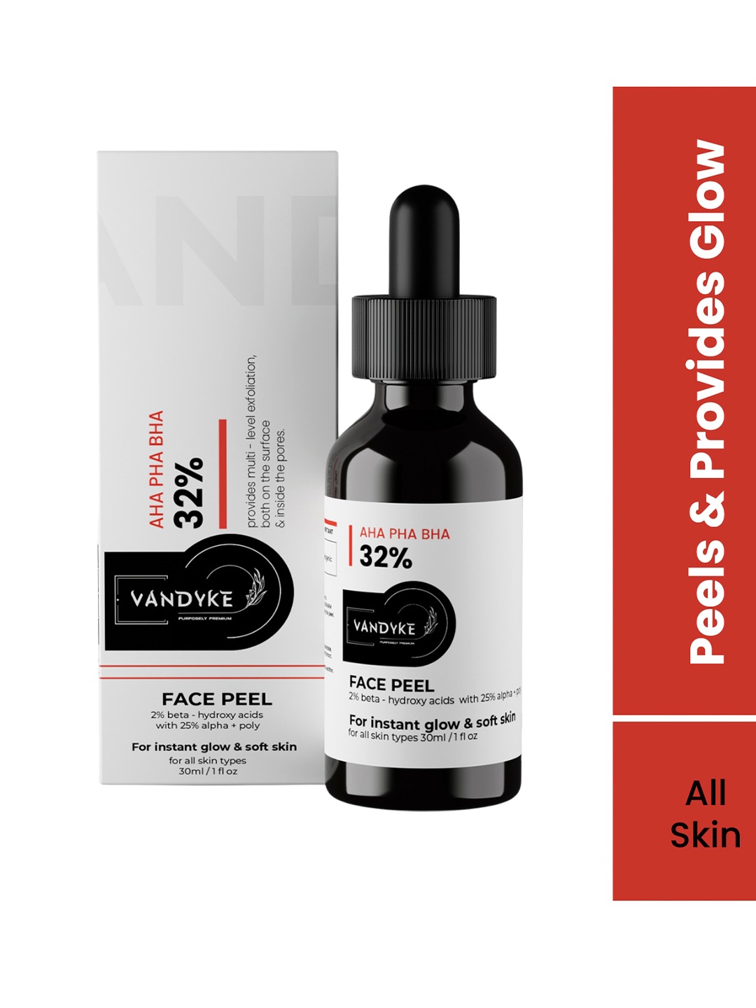 

VANDYKE 32% AHA BHA PHA Face Peel Serum for Instant Glow & Soft Skin - 30 ml, White