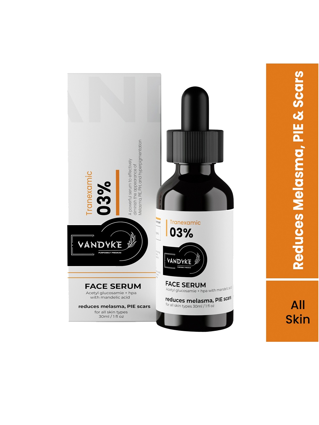 

VANDYKE 03% Tranexamic Face Serum with Mandelic Acid - 30 ml, White