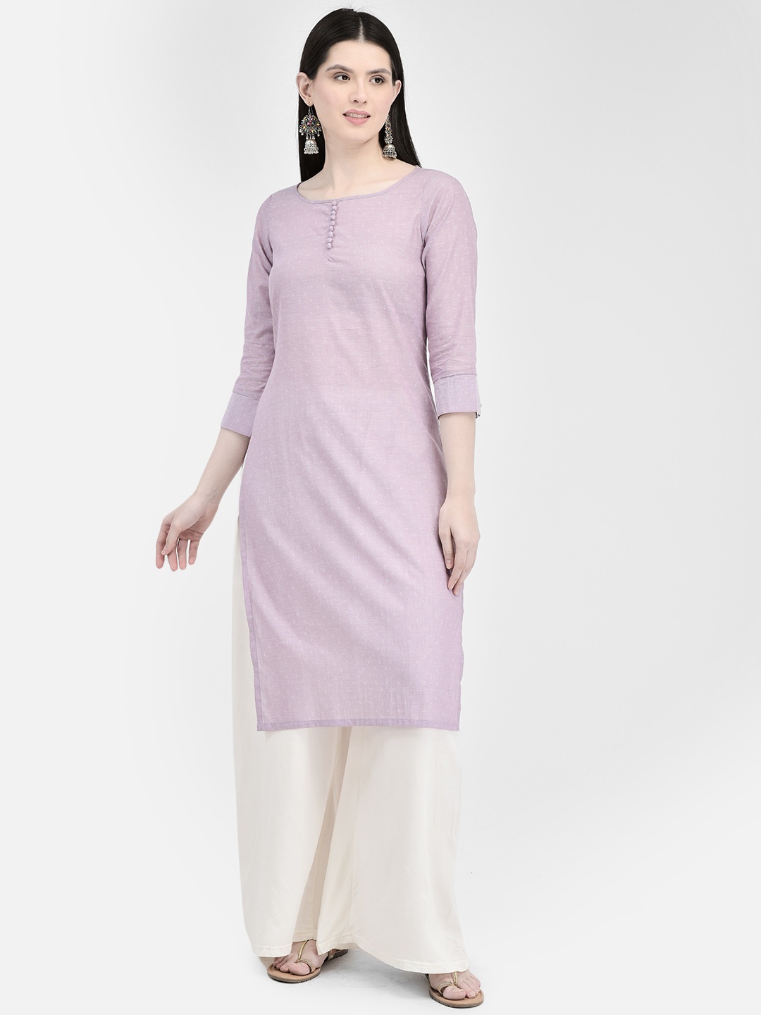 

Ojjasvi Floral Printed Cotton Kurta, Lavender