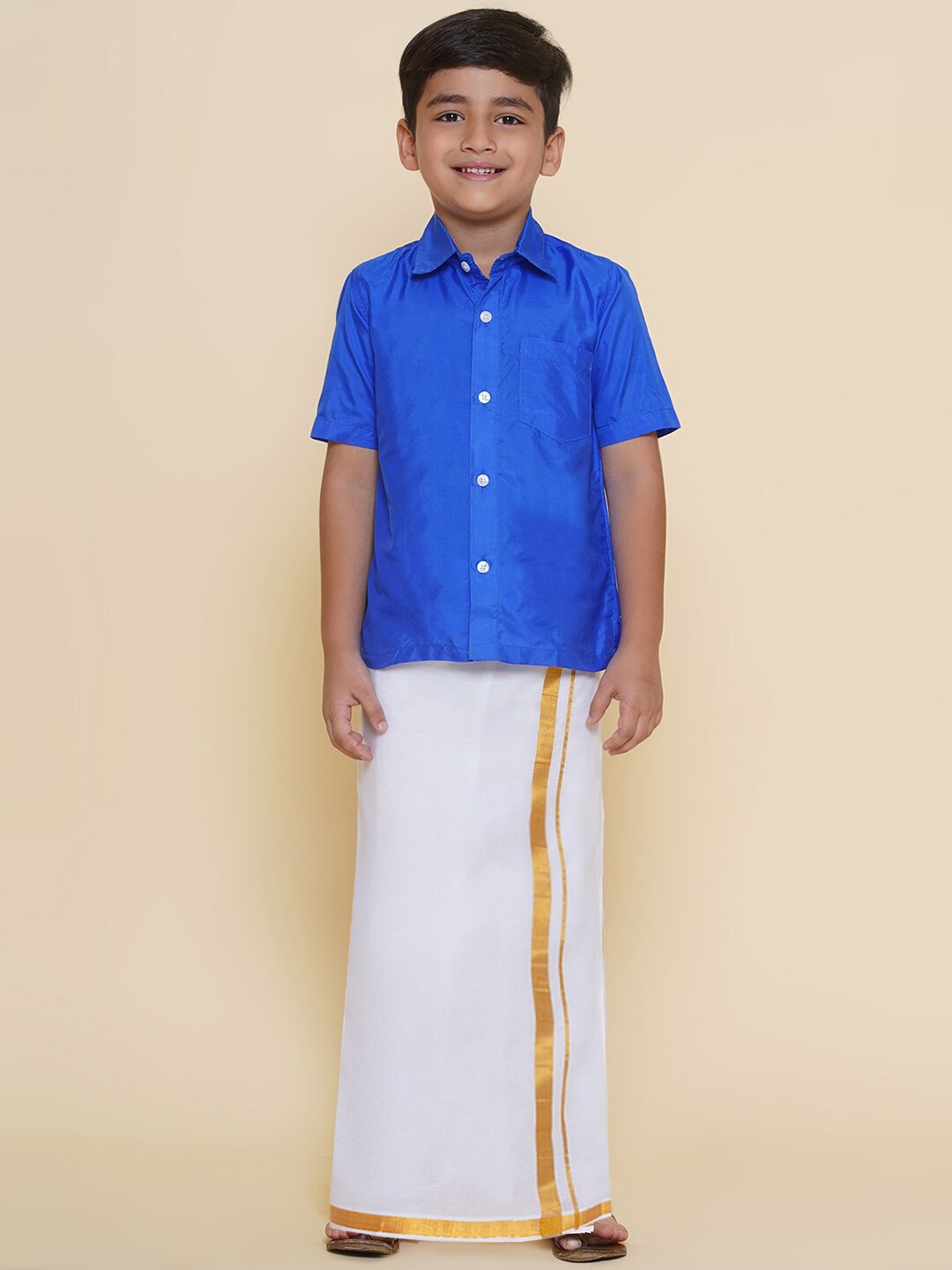 

Sethukrishna Boys Shirt Collar Short Sleeves Clothing Set, Blue