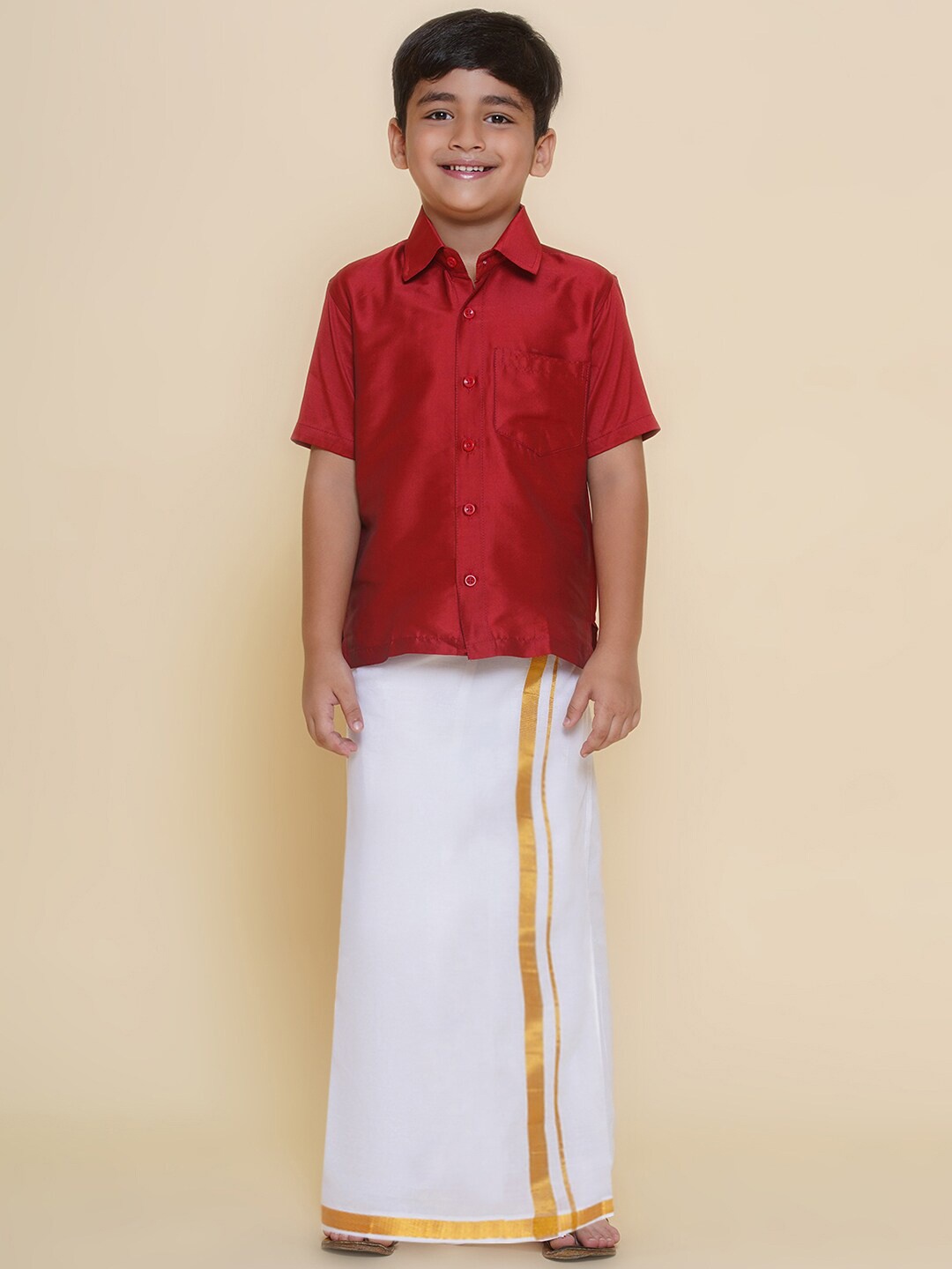 

Sethukrishna Boys Shirt With Veshti, Red