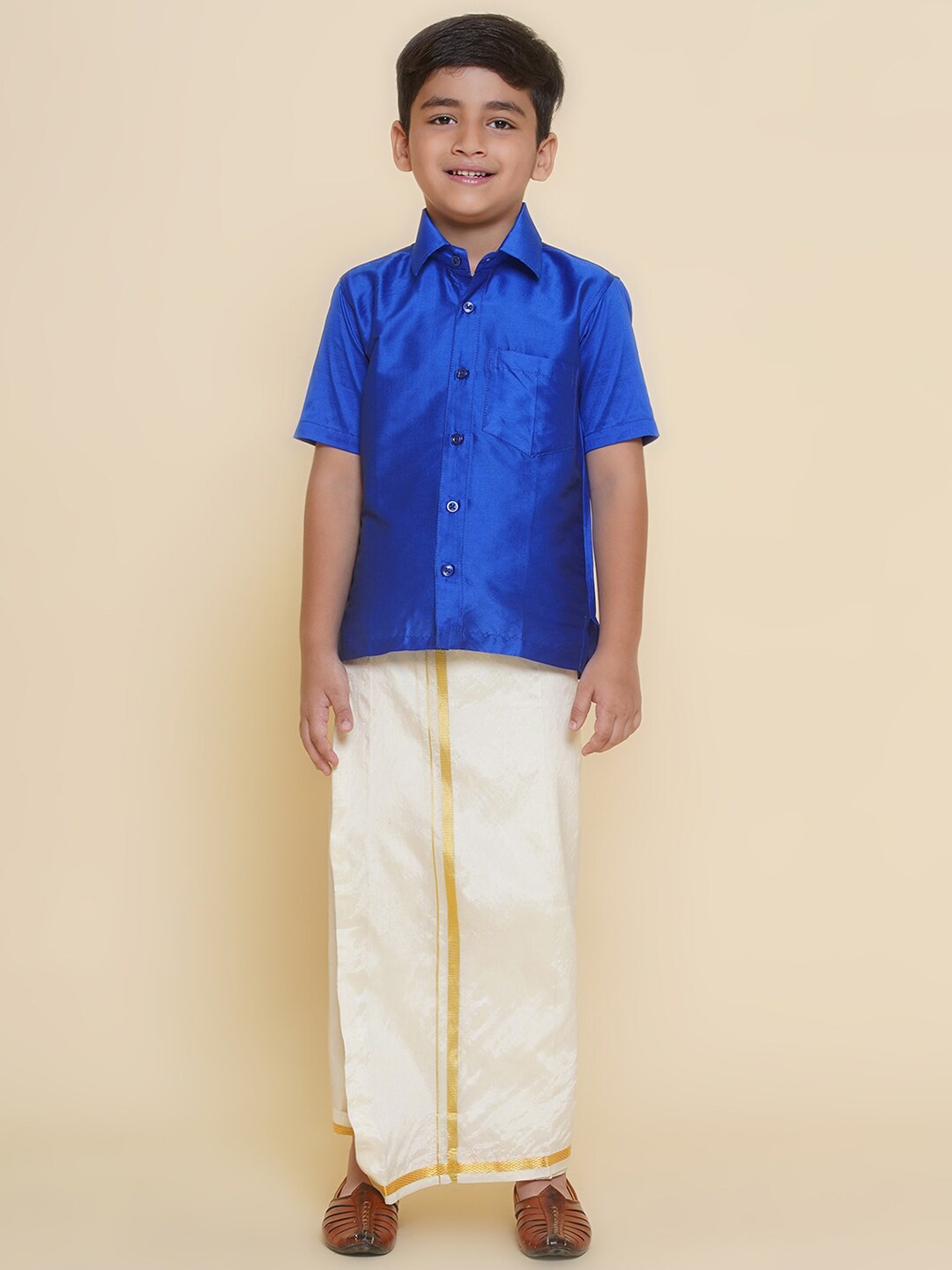 

Sethukrishna Boys Shirt With Veshti, Blue