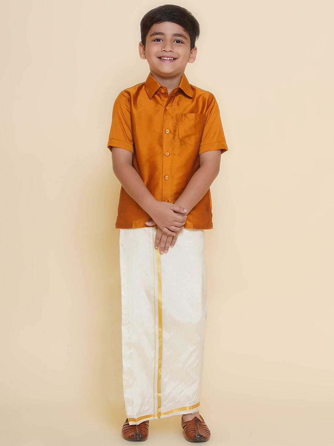 

Sethukrishna Boys Shirt With Veshti, Mustard