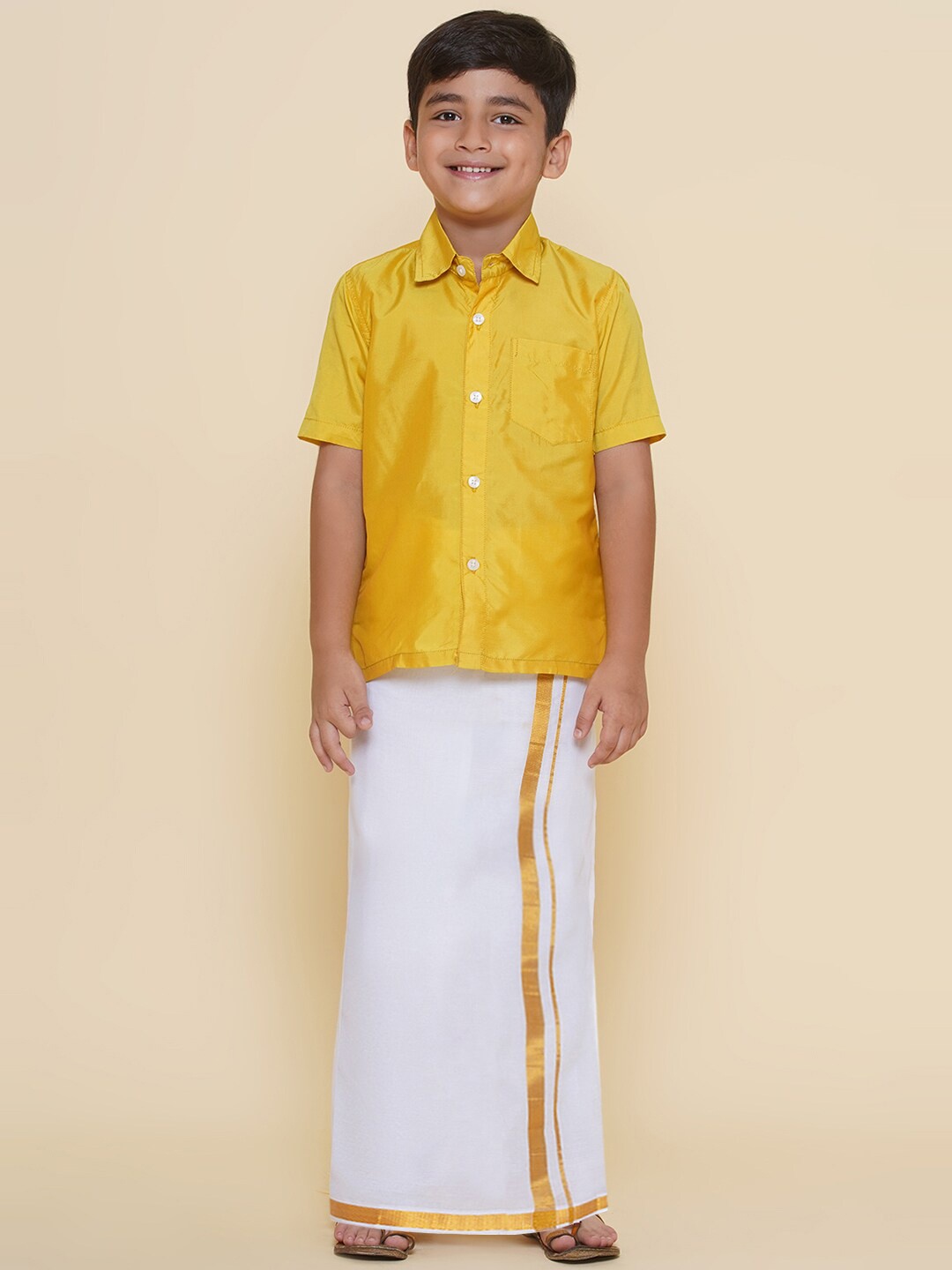 

Sethukrishna Boys Shirt Collar Clothing Set, Yellow