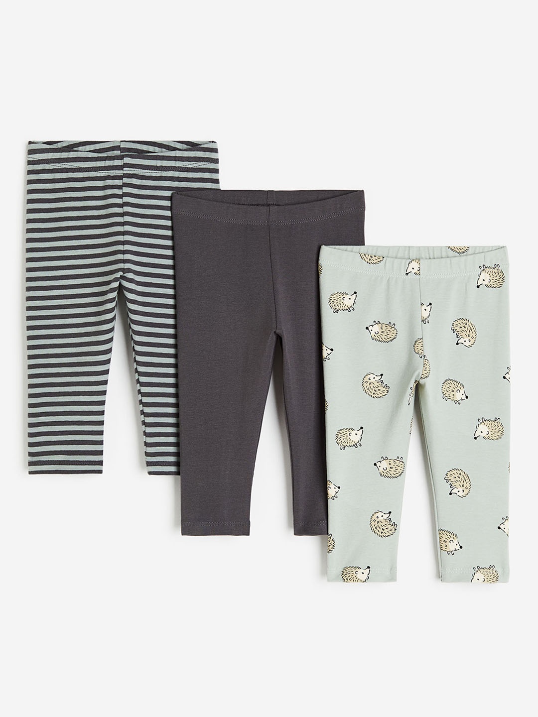 

H&M Boys 3-Pack Cotton Leggings, Green