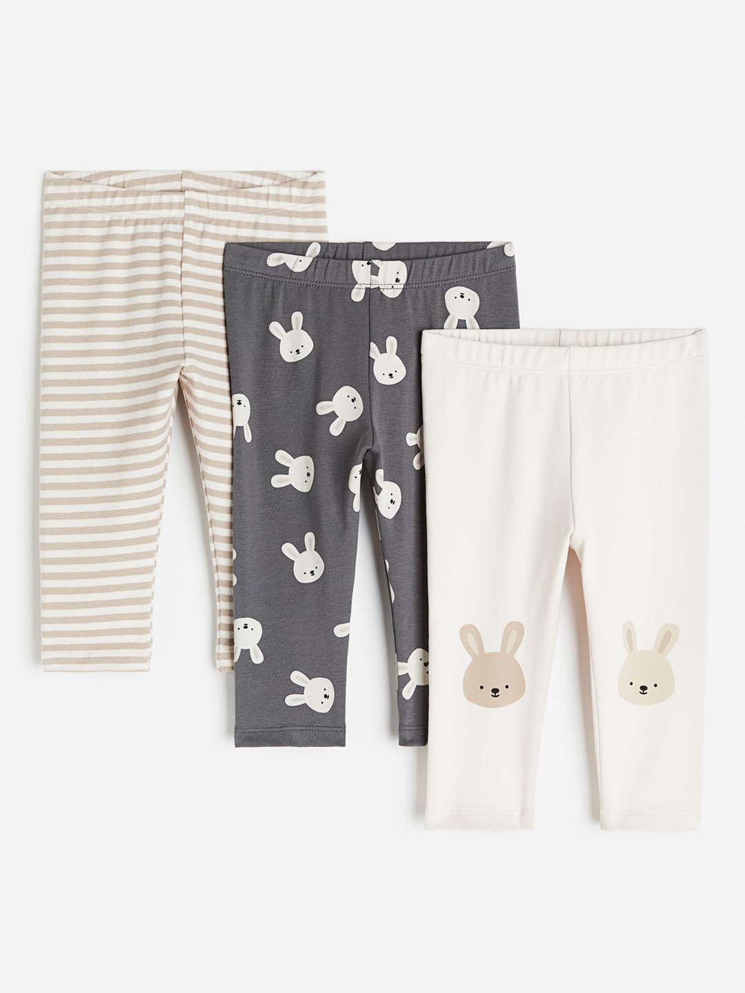 

H&M Boys 3-Pack Cotton Leggings, Grey