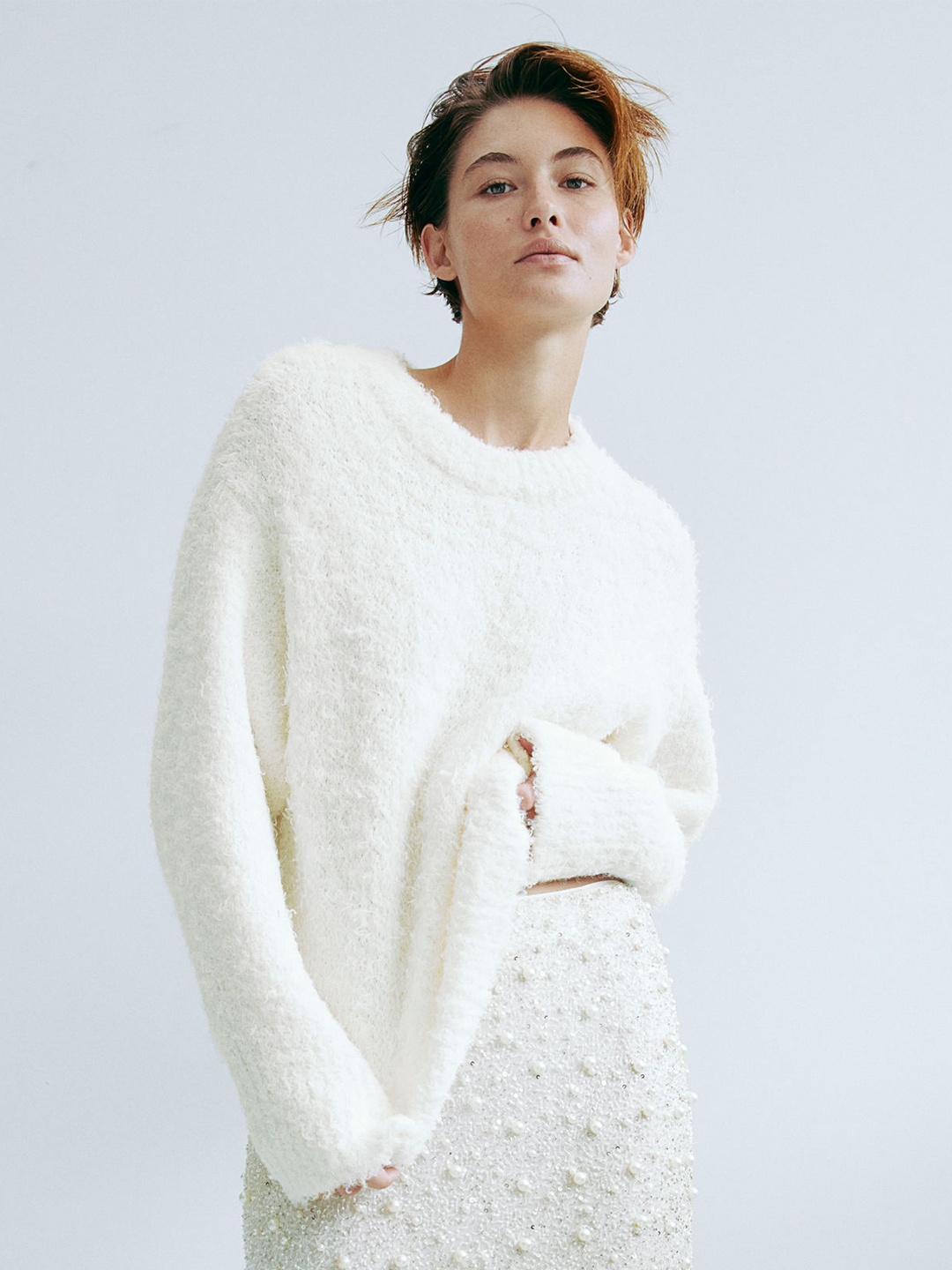 

H&M Fluffy-Knit Jumper, White