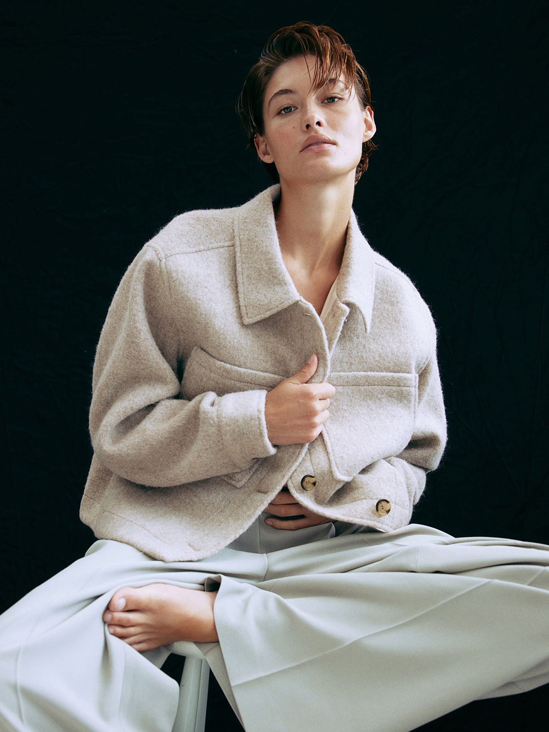 

H&M Wool-Blend Jacket, Beige