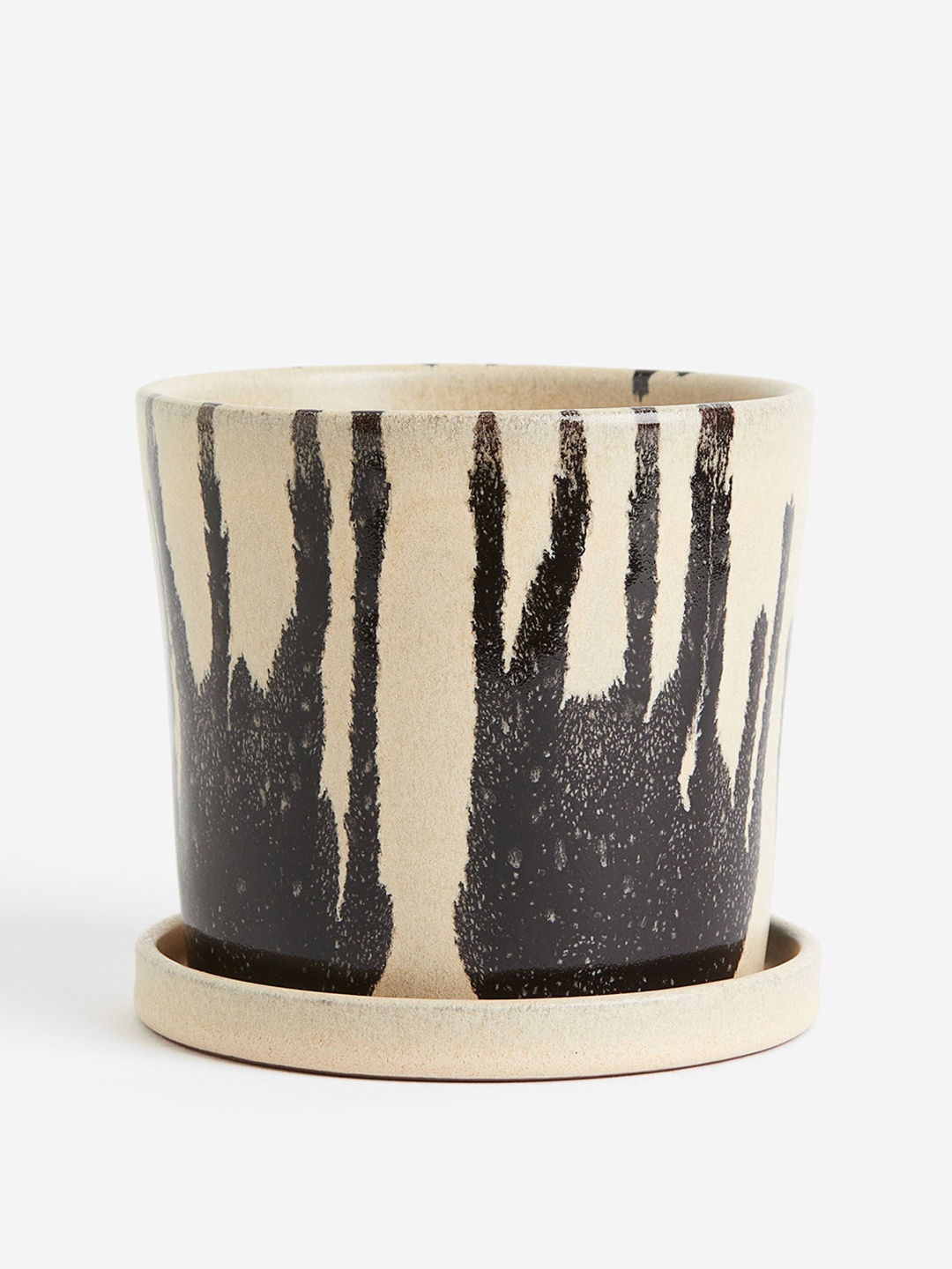 

H&M Beige & Brown Small Plant Pot And Saucer